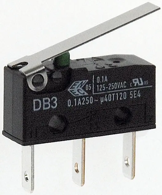 Produktfoto 1 von ZF Mikroschalter Scharnierhebel-Betätiger Flachstecker, 100 mA @ 30 V dc, SPDT 0,49 N -40°C - +120°C
