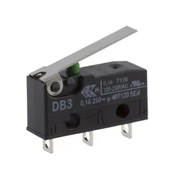 Produktfoto 1 von ZF Mikroschalter Kurzer Hebel-Betätiger Lot, 1-poliger Umschalter, 250 V ac, 100mA IP50 0.59N -40 °C - 120 °C