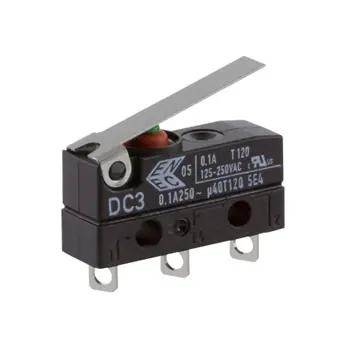 Produktfoto 1 von ZF Mikroschalter Kurzer Hebel-Betätiger Lot, 1-poliger Umschalter, 250 V ac, 100mA IP6K7 0.78N -40 °C - 120 °C