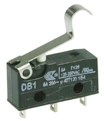Produktfoto 1 von ZF Mikroschalter Rollenhebel simuliert-Betätiger Lot, 1-poliger Umschalter, 250 V ac, 6A IP50 0.64N -40 °C - 120 °C