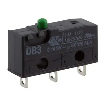 Produktfoto 1 von ZF Mikroschalter Knopf-Betätiger Lötanschluss, 100 mA @ 30 V dc, SPDT 1,47 N -40°C - +120°C