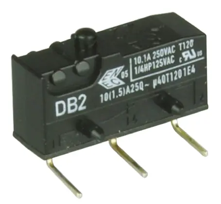 Produktfoto 1 von ZF Mikroschalter Knopf-Betätiger Rechtwinklige Leiterplatte, 10,1 A @ 250 V AC, SPDT 2,45 N -40°C - +120°C