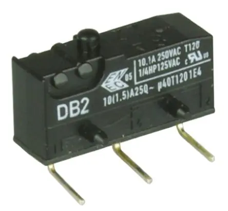 Produktfoto 1 von ZF Mikroschalter Taste-Betätiger Rechtwinklige Leiterplatte, 1-poliger Umschalter, 250 V ac, 10.1A IP50 2.45N -40 °C -