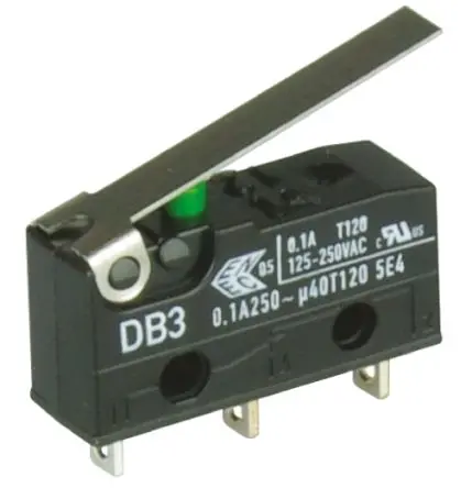 Produktfoto 1 von ZF Mikroschalter Scharnierhebel-Betätiger Lot, 1-poliger Umschalter, 250 V ac, 100mA IP50 0.49N -40 °C - 120 °C