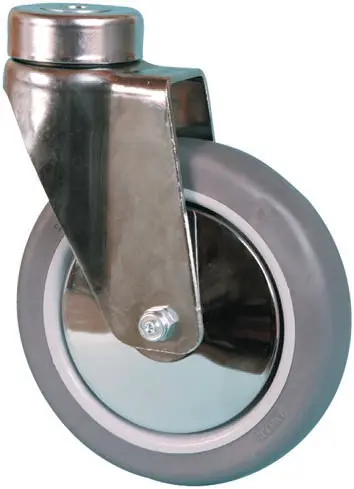 Produktfoto 1 von Guitel Hervieu Drehlager Lenkrolle, Rad ø 125mm, 100kg, Ges H. 175mm, Rad B. 32mm, Einfachbolzen, Gummi-Material