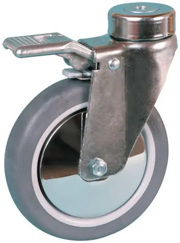 Guitel Hervieu Gebremst, schwenkbar Lenkrolle, Rad ø 125mm, 100kg, Ges H. 175mm, Rad B. 32mm, Einfachbolzen,