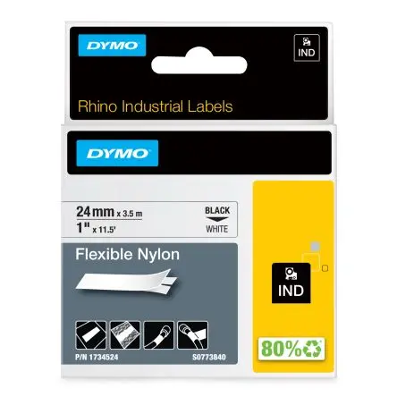 Produktfoto 1 von Dymo Beschriftungsband Schwarz für Rhino 6000 auf Weiß 3.5 m 24 mm 24 mm
