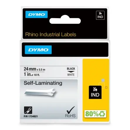 Produktfoto 1 von Dymo Beschriftungsband Schwarz für Rhino 6000 auf Weiß 5.5 m 24 mm