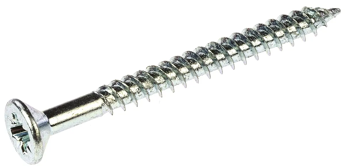Produktfoto 1 von RS PRO Pozidriv Holzschraube, 6 Zoll Stahl Senkkopf Glanzzink x 38.09 mm