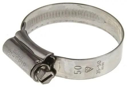 Produktfoto 1 von HI-GRIP Edelstahl Schlauchschelle Schneckengewinde, mit Schlitzsechskantschraube 50 mm