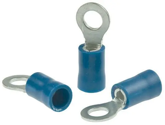 Produktfoto 1 von RS PRO Ringkabelschuh, Isoliert, PVC, Blau, aussen ø 8mm, innen ø 4.16mm, max. 2.5mm², M4