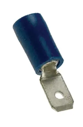Produktfoto 1 von RS PRO Flachsteckhülse, Blau, Isoliert, 6.35 x 0.8mm, Stecker, 1.5mm² - 2.5mm², 16AWG min