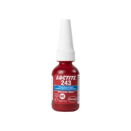 Produktfoto 1 von Loctite 243 Schraubensicherungsklebstoff Flüssig Blau, Flasche 10 ml, Mittelfest aushärtend in 2 h