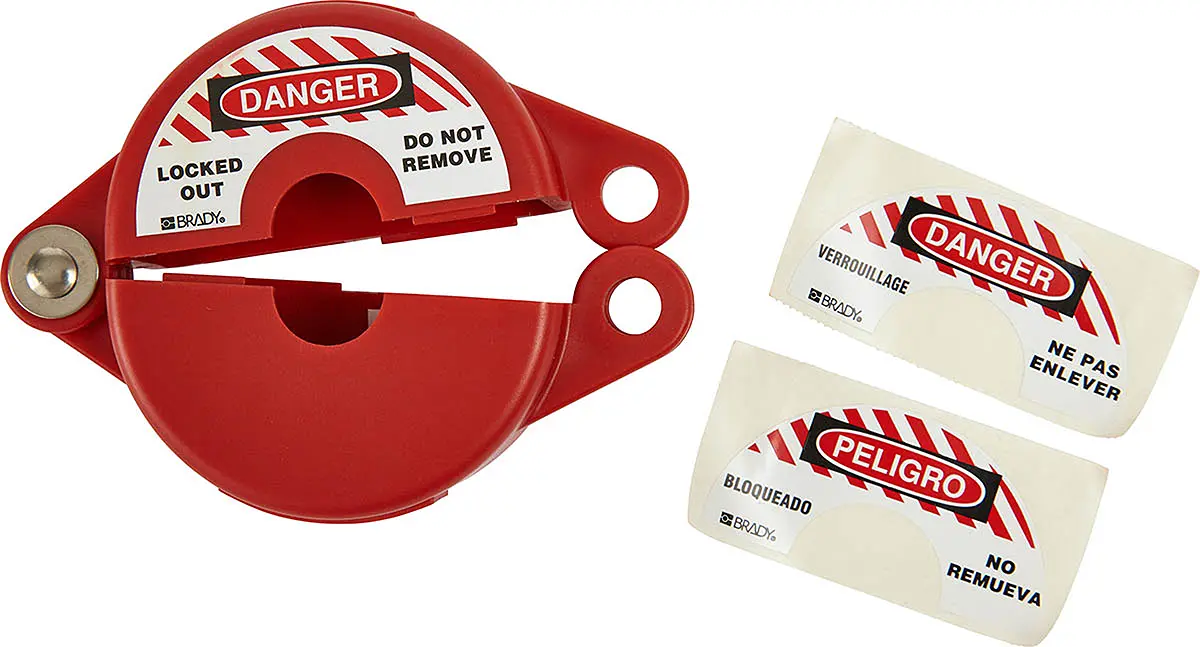 Produktfoto 1 von Brady Polypropylen Aussperrung Typ Armaturabsperrung, 1-fach Verriegelung 9.53 mm, Rot