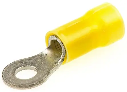 Produktfoto 1 von TE Connectivity PLASTI-GRIP Ringkabelschuh, Isoliert 12 AWG, Vinyl, Gelb, 10 AWG max.AWG, aussen ø 9.52 mm, innen ø 4.34