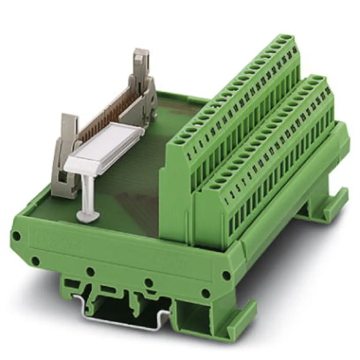 Produktfoto 1 von Phoenix Contact FLKM 10 Schnittstellenmodul Flachbandkabel, Stecker, 10-polig, 50 V ac, 60 V dc, DIN-Hutschiene 1A