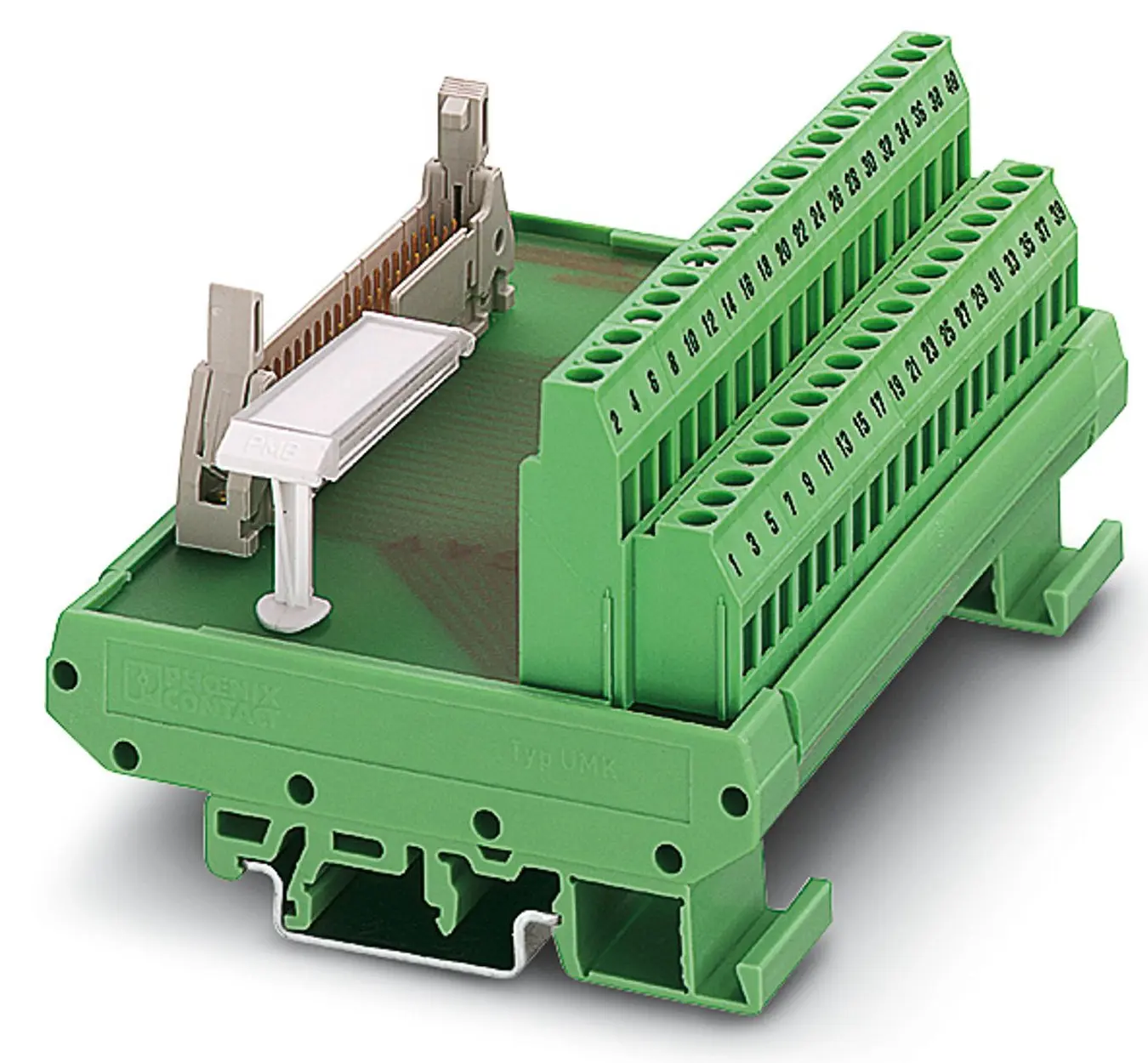 Produktfoto 1 von Phoenix Contact Schnittstellenmodul Flachbandkabel, Stecker, 16-polig, 50 V ac, 60 V dc, DIN-Hutschiene 1A