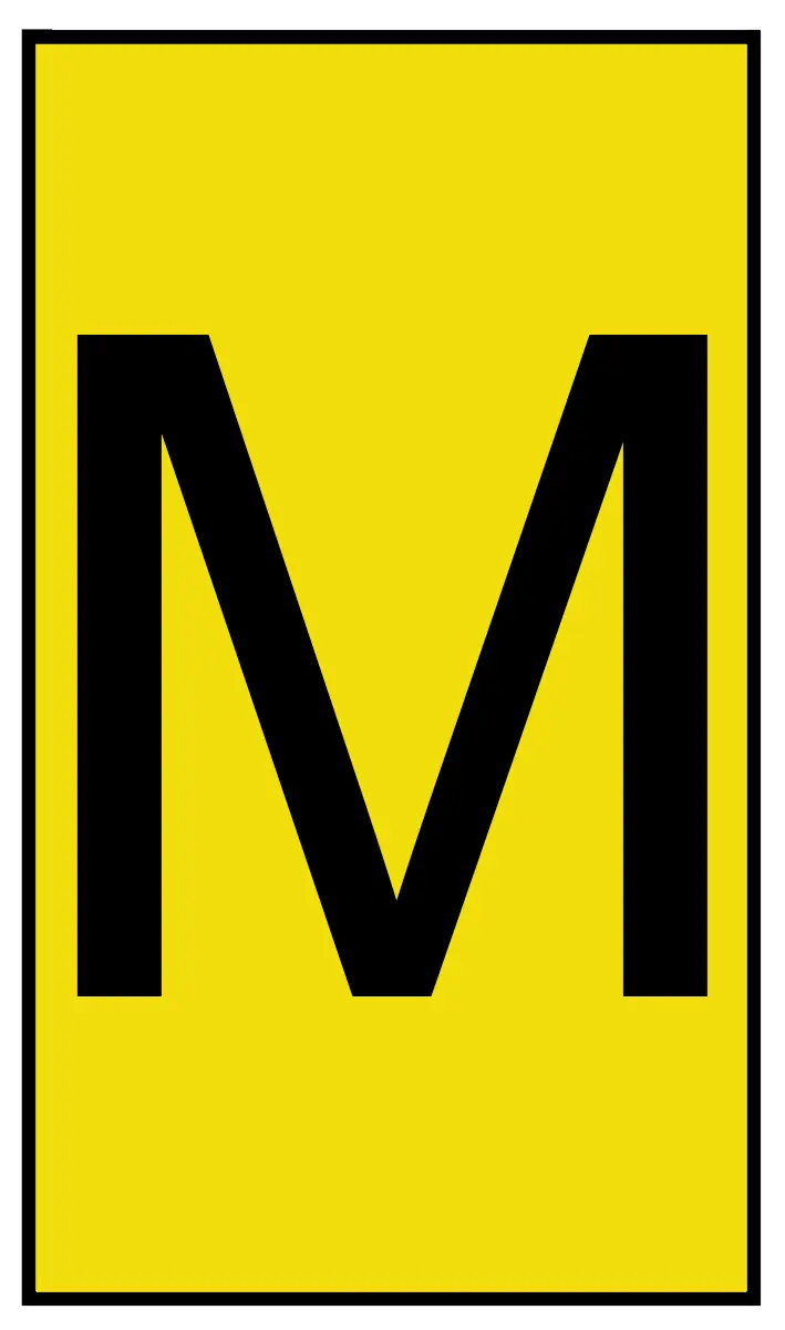 Produktfoto 1 von HellermannTyton Ovalgrip Kabelmarkierung Aufschiebbar, Beschriftung: M, Schwarz Gelb, Ø 2.5 mm - 6 mm, 4.5 mm x 4 mm