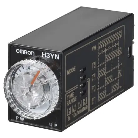 Produktfoto 1 von Omron H3YN Zeitrelais, Panel 24 V 24V ac, 0.1 s to 10 min, 4 Kont. Multifunktion, 2-poliger Umschalter
