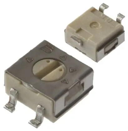 Produktfoto 1 von Bourns 3314 1-Gang Oberfläche Trimm-Potentiometer, Einstellung von oben, 20 Ω, 20 %, 0.25 W, SMD Gull-Wing, L. 5 mm