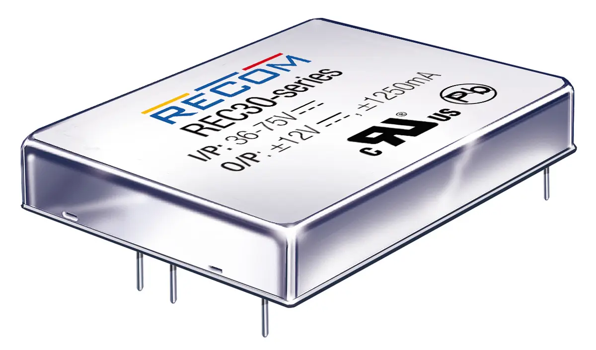 Recom REC30 DC/DC-Wandler 30W 24 V dc IN, 12V dc OUT / 2.5A Durchsteckmontage 1.6kV dc isoliert