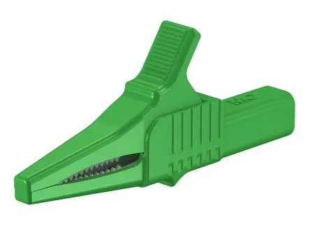 Staubli Messing 20 mm Krokodilklemme, Grün, 32A Nylon Isoliert