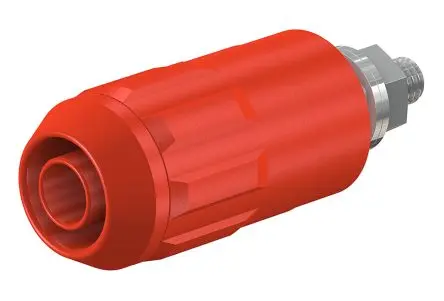 Produktfoto 1 von Staubli 4 mm Buchse Rot Buchse für Laborstecker, Kontakt Nickel, 1000V, 600 V 20A Bolzen