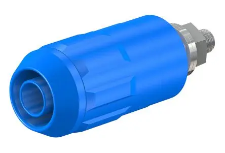 Produktfoto 1 von Staubli 4 mm Buchse Blau Buchse für Laborstecker, Kontakt Nickel, 1000V, 600 V 20A Bolzen