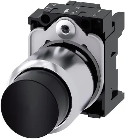 Produktfoto 1 von Siemens SIRIUS ACT Drucktastenkopf Ø 22 mm, Schwarz Tastend Rund Rund Metall, IP66