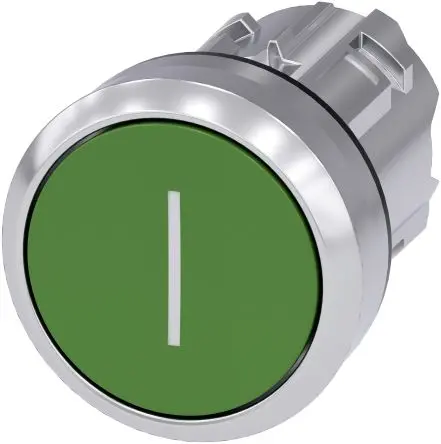 Siemens SIRIUS ACT Drucktastenkopf Ø 22 mm, Grün Tastend Rund Rund Metall, IP66