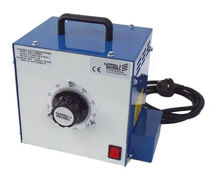 Produktfoto 1 von Carroll & Meynell Stelltransformator 1 kVA, Primär 240 V, 1 Phasen Oberfläche Rechtsdrehend 5 Ausg.