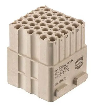 Produktfoto 1 von HARTING HAN Modular Modul für robusten Stromversorgungsstecker Buchse, 42-polig 10A, Kabel, Steckverbindermodul für Han