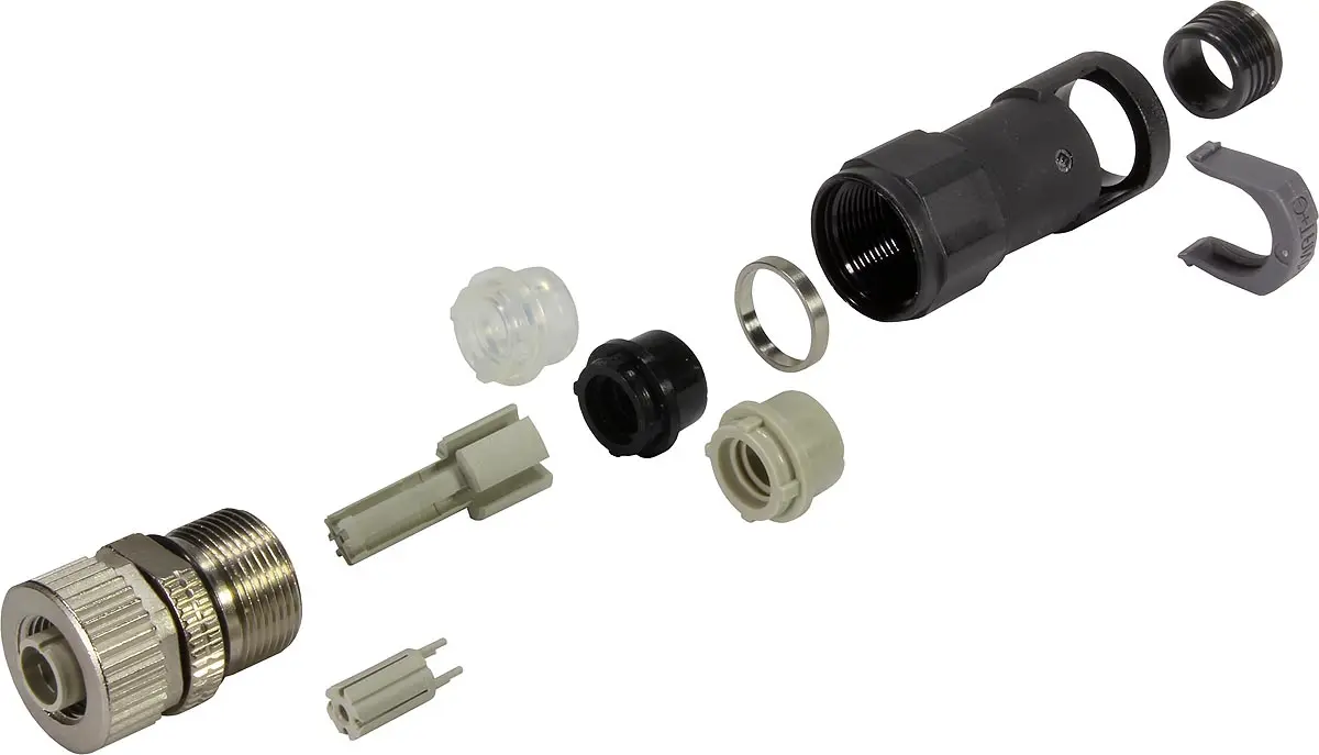 Produktfoto 1 von HARTING M12 M12 M12 Rundsteckverbinder Buchse 4-polig Buchse 4A Kabel IP65, IP40