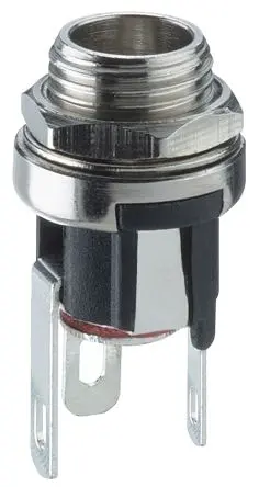 Produktfoto 1 von Lumberg 16 Gerade DC Buchse DC-Buchse Nickel 1A 12.0V, Innen-Ø 2.5 mm / Außen 5.6 mm Außen-ø x 20.85 mm, 2.35 mm Stift,