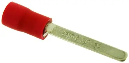 Produktfoto 1 von JST Kabelschuh Flachstift, Isoliert 22 AWG, Rot, L. 18 mm 16 AWG, D. 0.8 mm