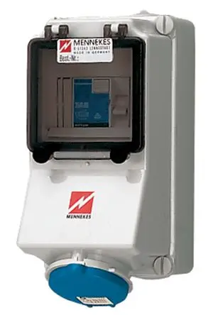 Produktfoto 1 von MENNEKES Leistungssteckverbinder Blau, 230V 3P / 32A, Wand IP44