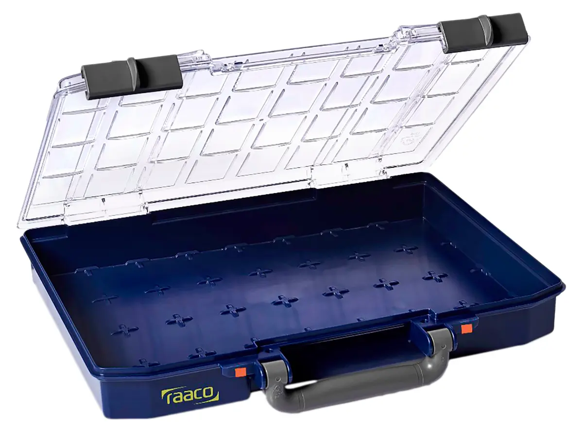 Produktfoto 1 von Raaco Kleinteilebox, Polypropylen Blau, 4 Fächer Verstellbare Fächer, 57 mm x 337 mm x 278 mm