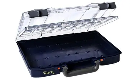 Produktfoto 1 von Raaco Kleinteilebox, Polypropylen Blau Verstellbare Fächer, 58 mm x 337mm x 278 mm