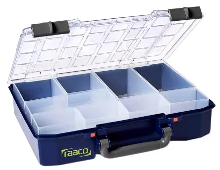 Produktfoto 1 von Raaco Kleinteilebox, Polypropylen Blau, 9 Fächer Verstellbare Fächer, 79 mm x 337mm x 278 mm