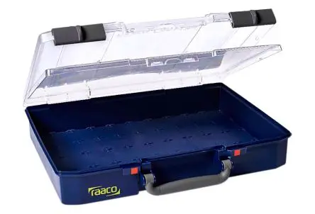 Produktfoto 1 von Raaco Kleinteilebox, Polypropylen Blau, 80 Fächer Verstellbare Fächer, 81 mm x 413mm x 330 mm