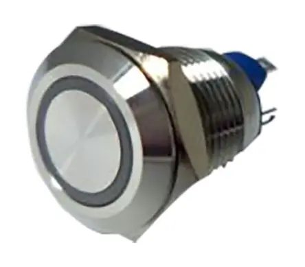 Produktfoto 1 von RS PRO Druckschalter Blau Beleuchtet Tastend Panel Ø 12 mm, SPST / 15mA 36 V dc, IP65, IP67