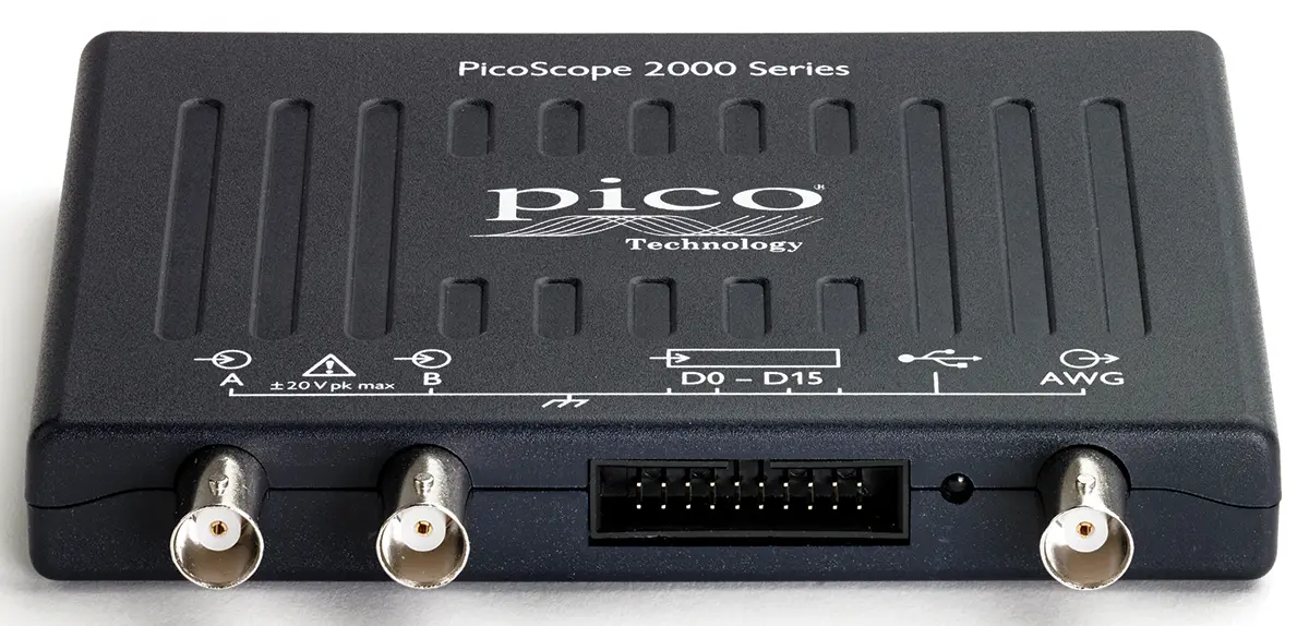 Produktfoto 1 von PicoScope 2000 PQ011 Mixed-Signal PC Oszilloskop 2-Kanal Analog / 16 Digital 100MHz CAN, IIC, LIN, RS232, SPI, UART, USB