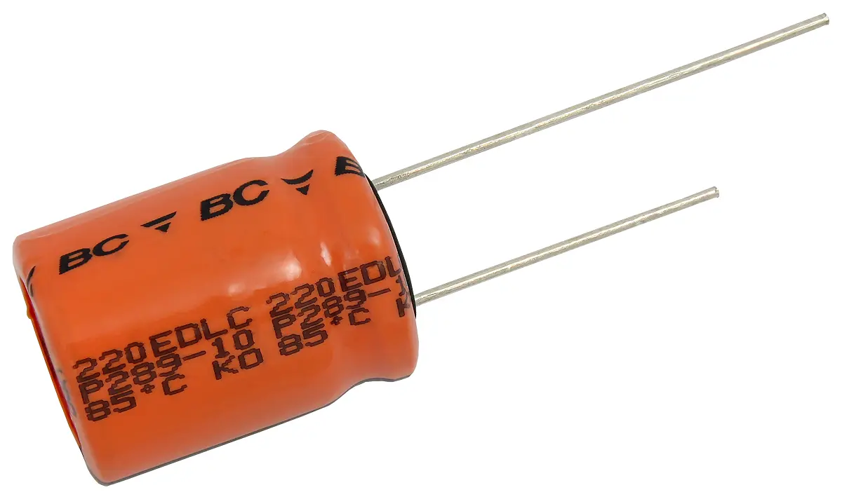 Produktfoto 1 von Vishay 220 EDLC SuperCap Superkondensator, radial 20F -20 → +50% / 2.7V dc, -40°C+85°C, Ø 16.5 (Dia.) x 22mm