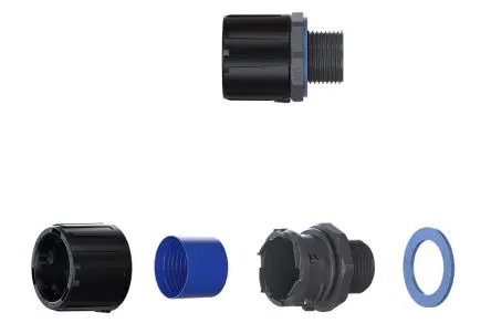 Produktfoto 1 von Flexicon FPAU Nylon 6.6 Kabelrohr Befestigung Kabelrohr M16 16 mm Schwarz, Grau Schwarz-Finish IP69, IP67, IP66, IP68