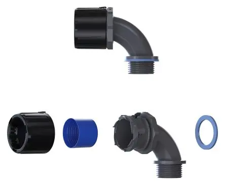 Produktfoto 1 von Flexicon FPAU 90 Nylon 6.6 Kabelrohr Befestigung Kabelrohr M40 42 mm Grau, Schwarz Schwarz-Finish IP67, IP69, IP66, IP68