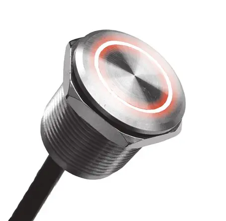 Produktfoto 1 von Bulgin Piezo-Schalter Grau 1 A Draht Beleuchtet IP68, IP69K Tastend