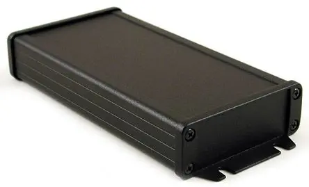 Produktfoto 1 von Hammond; Gehäuse; Aluminium; Schwarz Geflanscht IP65 Breite 87 mm Höhe 31.5 mm Länge 192 mm