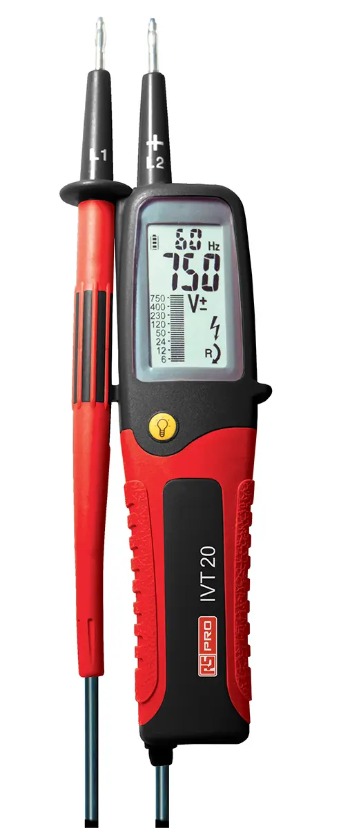 Produktfoto 1 von RS PRO LCD Spannungsprüfer mit Durchgangsprüfung, CAT III 750 V, CAT IV 600 V, DKD/DAkkS-kalibriert