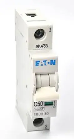 Produktfoto 1 von Eaton EMCH Miniaturüberlastschalter Typ C, Pol 1-polig 50 A 240 V ac, Abschaltvermögen 10 kA MEM Shield 48 V dc
