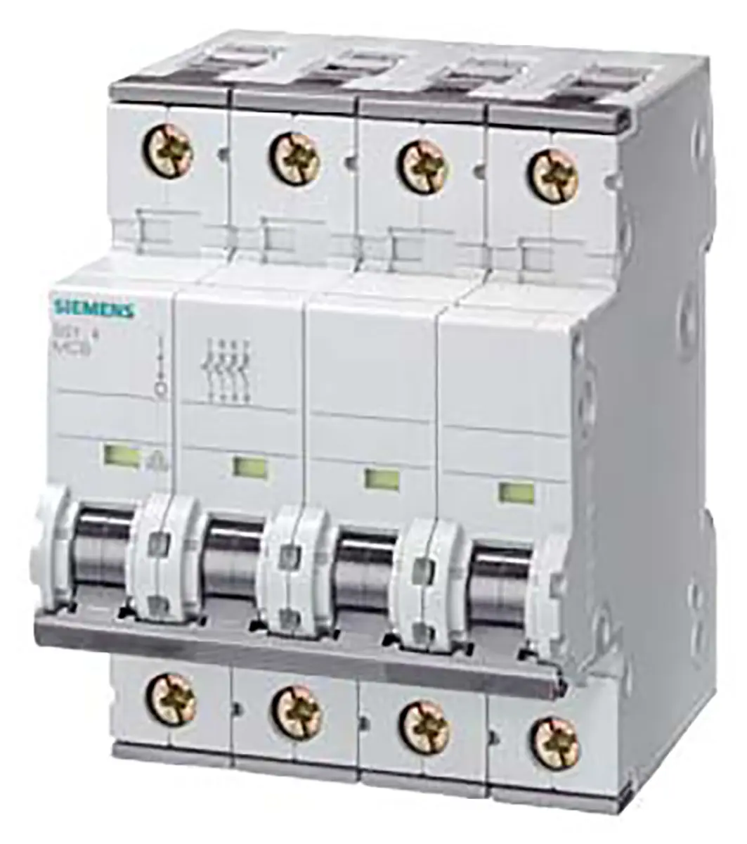 Produktfoto 1 von Siemens 5SY4 Miniaturüberlastschalter Typ B, Pol 4-polig 16 A 400 V ac, Abschaltvermögen 10 kA SENTRON 72 V dc